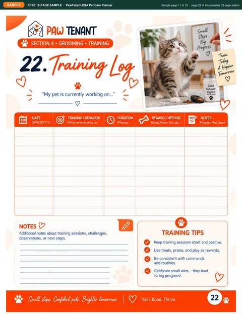 Sample page 11: training log