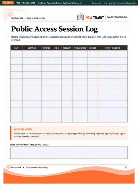 Sample page 11: public access session log