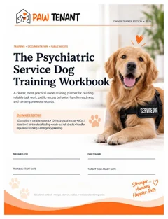 Cover of the PawTenant Psychiatric Service Dog Training Workbook