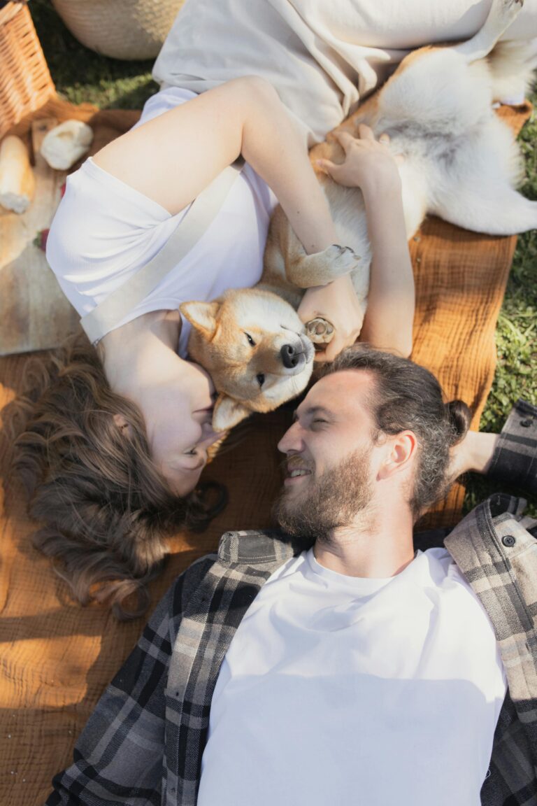 Happy family with their pet